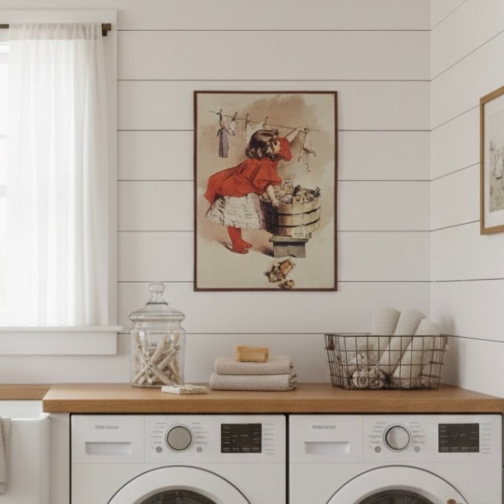 Ivory Soap Girl Metal Tin Sign Maud Humphrey A Busy Day Laundry Room Wall Decor